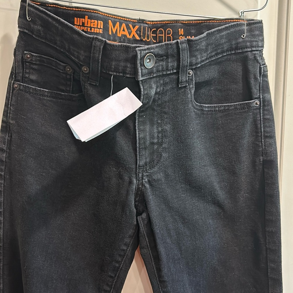Black 14 slim jeans with adjustable waist